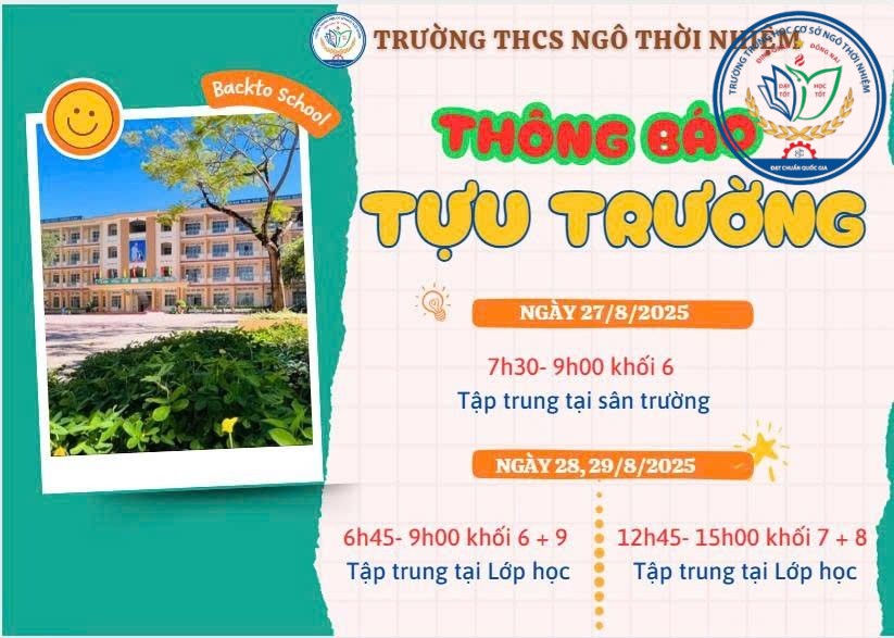 Thông báo Tựu trường năm học 2025-2026